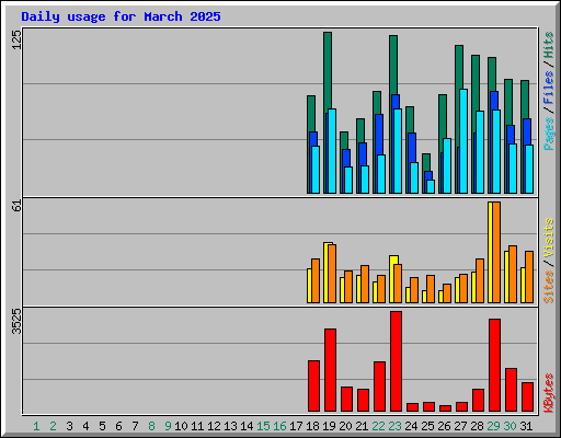 Daily usage for March 2025