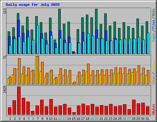 Daily usage for July 2025