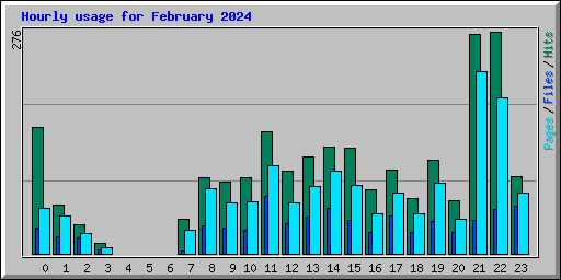 Hourly usage for February 2024