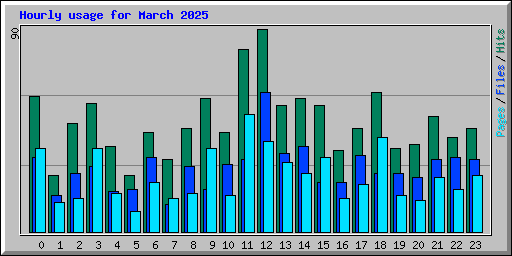 Hourly usage for March 2025